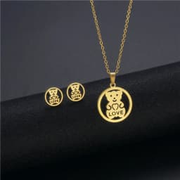 Stainless Steel Animal Jewelry Sets Fashion Women Cat Rabbit Mouse Owl Dolpnin Paw Bear Necklaces Earings Pop Jewelry 2022 New