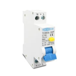 TOMZN RCBO 1P+N 6kA Residual Current Differential Auto Circuit Breaker Over Current Leakage Protection 18MM 230V 50/60Hz