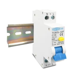 TOMZN RCBO 1P+N 6kA Residual Current Differential Auto Circuit Breaker Over Current Leakage Protection 18MM 230V 50/60Hz