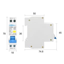 TOMZN RCBO 1P+N 6kA Residual Current Differential Auto Circuit Breaker Over Current Leakage Protection 18MM 230V 50/60Hz