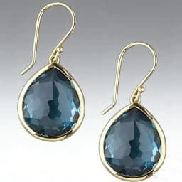Trendy Water Drop Sea Blue Zircon Stones Earrings Exquisite Gold Color Metal Engagement Wedding Dangle Earrings for Women