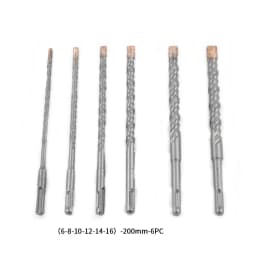 7 Pcs 4 Flute SDS Plus Hammer Drill Bit Set 5 6 8 10 12 14 16 18mm 160 200mm For Concrete Brick Block Stone Masonry And Granite