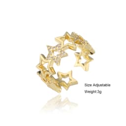 2026 New Fashion Hollow Design Star Charm Ring For Women Girl Gold Color Copper Party Ring Femme Bijoux Dropshipping