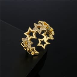 2026 New Fashion Hollow Design Star Charm Ring For Women Girl Gold Color Copper Party Ring Femme Bijoux Dropshipping