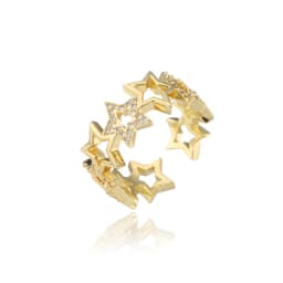 2026 New Fashion Hollow Design Star Charm Ring For Women Girl Gold Color Copper Party Ring Femme Bijoux Dropshipping