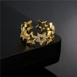 2026 New Fashion Hollow Design Star Charm Ring For Women Girl Gold Color Copper Party Ring Femme Bijoux Dropshipping