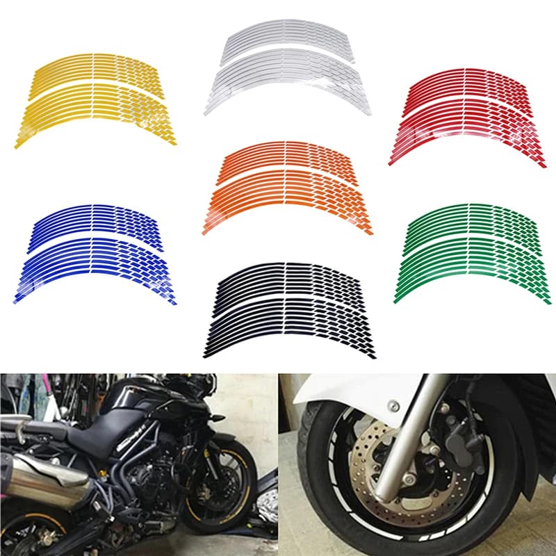 17"18"19"/16pcs Strips Motorcycle Car Wheel Tire Stickers Reflective Rim Tape Motorbike Auto Decals for KTM Yamaha Suzuki Honda