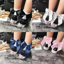 Fashion Cute Bow Short Socks Women Harajuku Ankle Cotten Socks Autumn Summer Hipster Ankle Funny Socks Female Top Quality