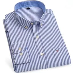 Men's Versatile Casual Checkered Oxford Cotton Shirts Single Pocket Long Sleeve Standard-fit Button Down Gingham Striped 7XL 6XL