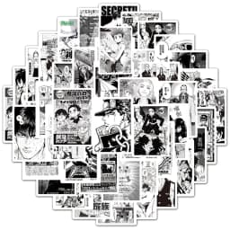 10/30/50/100pcs Classic Mixed Black White Anime Poster Stickers Cool Manga Graffiti Decals Decoration Laptop Diary Phone Sticker