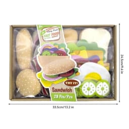28PCS Felt Food Burger Sandwich Food Set Children Pretend to Play Food Sandwich Toys Children's Kitchen Role Playing Gifts