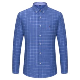 New 100% Cotton Oxford Men Shirts Long Sleeves Plaid Soft Regular Fit Formal Dress Shirt Pocket Social Blouse Male Clothes S-7XL