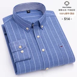 New 100% Cotton Oxford Men Shirts Long Sleeves Plaid Soft Regular Fit Formal Dress Shirt Pocket Social Blouse Male Clothes S-7XL