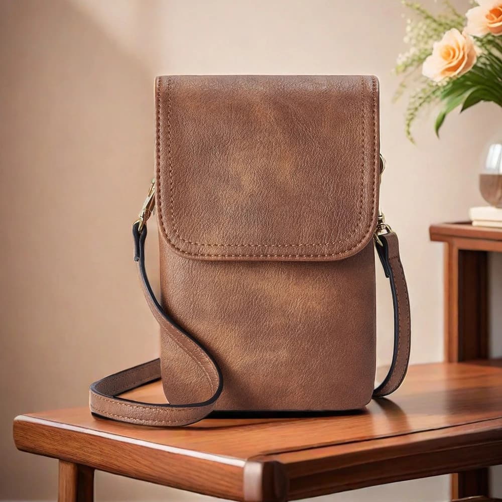 Fashionable and minimalist PU leather women's crossbody bag designer mobile phone bag change small bag women's single shoulder c