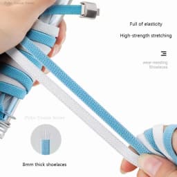 8mm No Tie Shoe Laces Metal Press Lock Shoelaces Without Ties Elastic Laces Sneaker Kids Adult Widened Flat Shoelace for Shoes