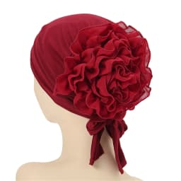 Fashionable Women's Hijabs Solid Color Hijab Turban Caps Chiffon Flower Decor Headwear Islamic Head Wrap Head Scarf Cap