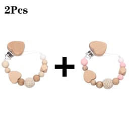 New Heart Baby Anti-Drop Chain Pacifier Clips Silicone Beads Infant Nipple Appease Soother Chain Clips Dummy Holder Nipple Clip