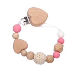 New Heart Baby Anti-Drop Chain Pacifier Clips Silicone Beads Infant Nipple Appease Soother Chain Clips Dummy Holder Nipple Clip