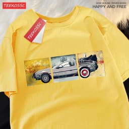 Back To The Future Movie Car T Shirt Mens Cartoons Loose Menswear Cotton Summer T Shirts Hip Hop Oversized Short Sleeve Couple