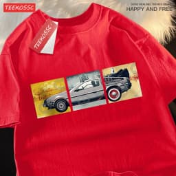 Back To The Future Movie Car T Shirt Mens Cartoons Loose Menswear Cotton Summer T Shirts Hip Hop Oversized Short Sleeve Couple