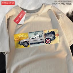 Back To The Future Movie Car T Shirt Mens Cartoons Loose Menswear Cotton Summer T Shirts Hip Hop Oversized Short Sleeve Couple