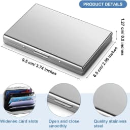 9.5*6.5*1.3cm Metal Card Box Stainless Steel ID Credit Card Holder RFID Blocking Credit Card Case Protector Walletwith 6 Slot