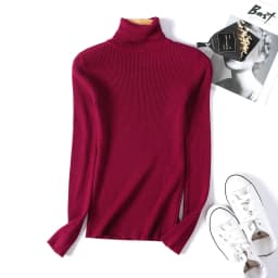 2026 Autumn Winter Women Long Sleeve Knitted Foldover Turtleneck Ribbed Pull Sweater Soft Warm Femme Jumper Pullover Clothes
