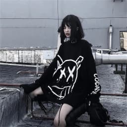 Cool Women Korean Fashion Oversized Long Sleeve T Shirt Hip Hop Punk Streetwear Girls Tees Black Loose Long Sleeve T Shirt Males