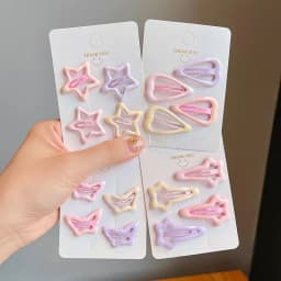 4pcs/set Sweet Geometric Stars Bow Hair Barrettes Cute Candy Color Hairpins Bangs Clips For Girls Kids Toddler Hair Accessories