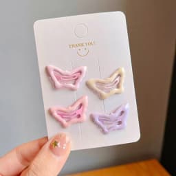 4pcs/set Sweet Geometric Stars Bow Hair Barrettes Cute Candy Color Hairpins Bangs Clips For Girls Kids Toddler Hair Accessories