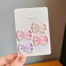 4pcs/set Sweet Geometric Stars Bow Hair Barrettes Cute Candy Color Hairpins Bangs Clips For Girls Kids Toddler Hair Accessories