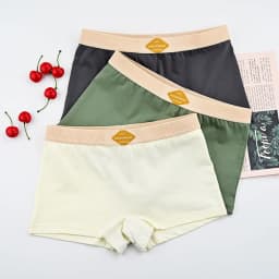 3PCS/Pack 100% Cotton Multicolor Solid Women's Boxer Knit Breathable Panties Underwear Soft High Elastic Mid-rise Thin Boyshorts