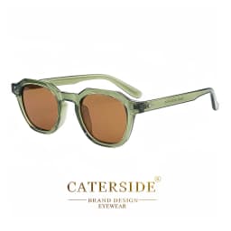 CATERSIDE Retro Polarized Sunglasses Men Acetate Temple / TR Frame Polygon Women Sun Glasses High Quality Travel UV400 Eyewear