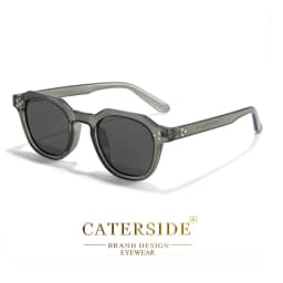 CATERSIDE Retro Polarized Sunglasses Men Acetate Temple / TR Frame Polygon Women Sun Glasses High Quality Travel UV400 Eyewear