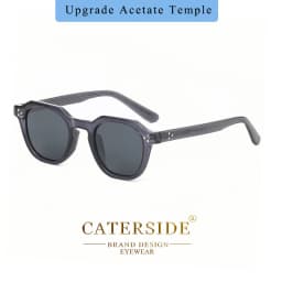 CATERSIDE Retro Polarized Sunglasses Men Acetate Temple / TR Frame Polygon Women Sun Glasses High Quality Travel UV400 Eyewear