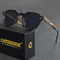CATERSIDE Retro Polarized Sunglasses Men Acetate Temple / TR Frame Polygon Women Sun Glasses High Quality Travel UV400 Eyewear