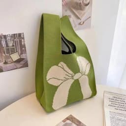 Fashion Handmade Knit Handbags Women Mini Knot Wrist Bag Korean Casual Tote Bag Reusable Shopping Bags