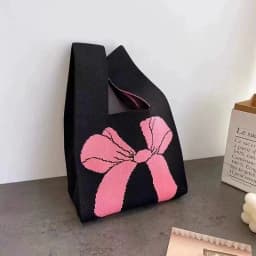 Fashion Handmade Knit Handbags Women Mini Knot Wrist Bag Korean Casual Tote Bag Reusable Shopping Bags