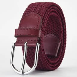Wine Red 105cm Men Belt New Design Very Popular Women Luxury Woven Stretch Casual Alloy Buckle Needle Elastic Canvas Korea