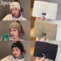 1/3pcs Winter Warm Wide Headband for Women High Quality Cotton Woolen Warm Forehead Knitting Elastic Hair Band Hair Accessories
