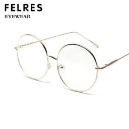 Blue Light Filter Metal Round Oversized Reading Glasses Men Women Large Frame Clear Eyeglasses Fashion Computer Prescription