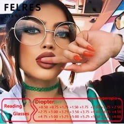Blue Light Filter Metal Round Oversized Reading Glasses Men Women Large Frame Clear Eyeglasses Fashion Computer Prescription