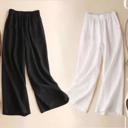 Women Cotton Linen Wide Leg Pants Female Summer Pants Full Length Casual Pants Fashion Solid Loose High Waist Straight Trousers