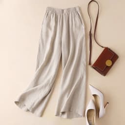 Women Cotton Linen Wide Leg Pants Female Summer Pants Full Length Casual Pants Fashion Solid Loose High Waist Straight Trousers