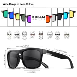 KDEAM Legend Square Sunglasses Polarized Lens For Men Women Outdoor Sports Fishing Mountaineering Sun Glasses With Brand Box