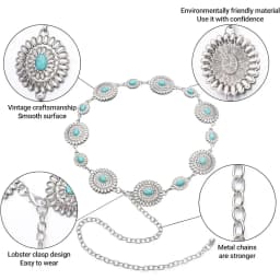 Western Belts for Women Metal Chain Belt Cowgirl Country Chain Belts Adjustable Concho Belt for Sweaters Dresses Jeans