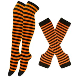 Black White Striped Warm Knee Socks Arm Sleeve Fashion Women Sexy Slim Thigh High Cotton Socks Arm Sleeve Gloves Cosplay Socks