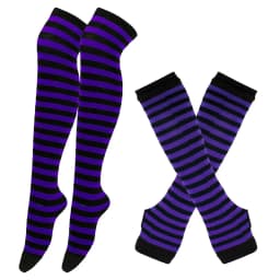 Black White Striped Warm Knee Socks Arm Sleeve Fashion Women Sexy Slim Thigh High Cotton Socks Arm Sleeve Gloves Cosplay Socks
