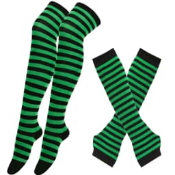 Black White Striped Warm Knee Socks Arm Sleeve Fashion Women Sexy Slim Thigh High Cotton Socks Arm Sleeve Gloves Cosplay Socks