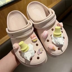 2024 Funny Ice Cream Charms For Clog Shoe Decoration Diy Detachable Clog Accessory, Creative Summer Footwear Decoration